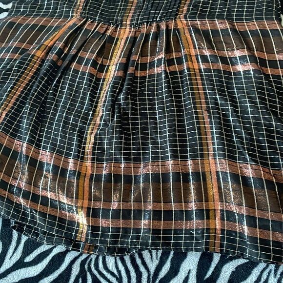 Free people metallic plaid square neck short sleeve pullover dress - Picture 3 of 13